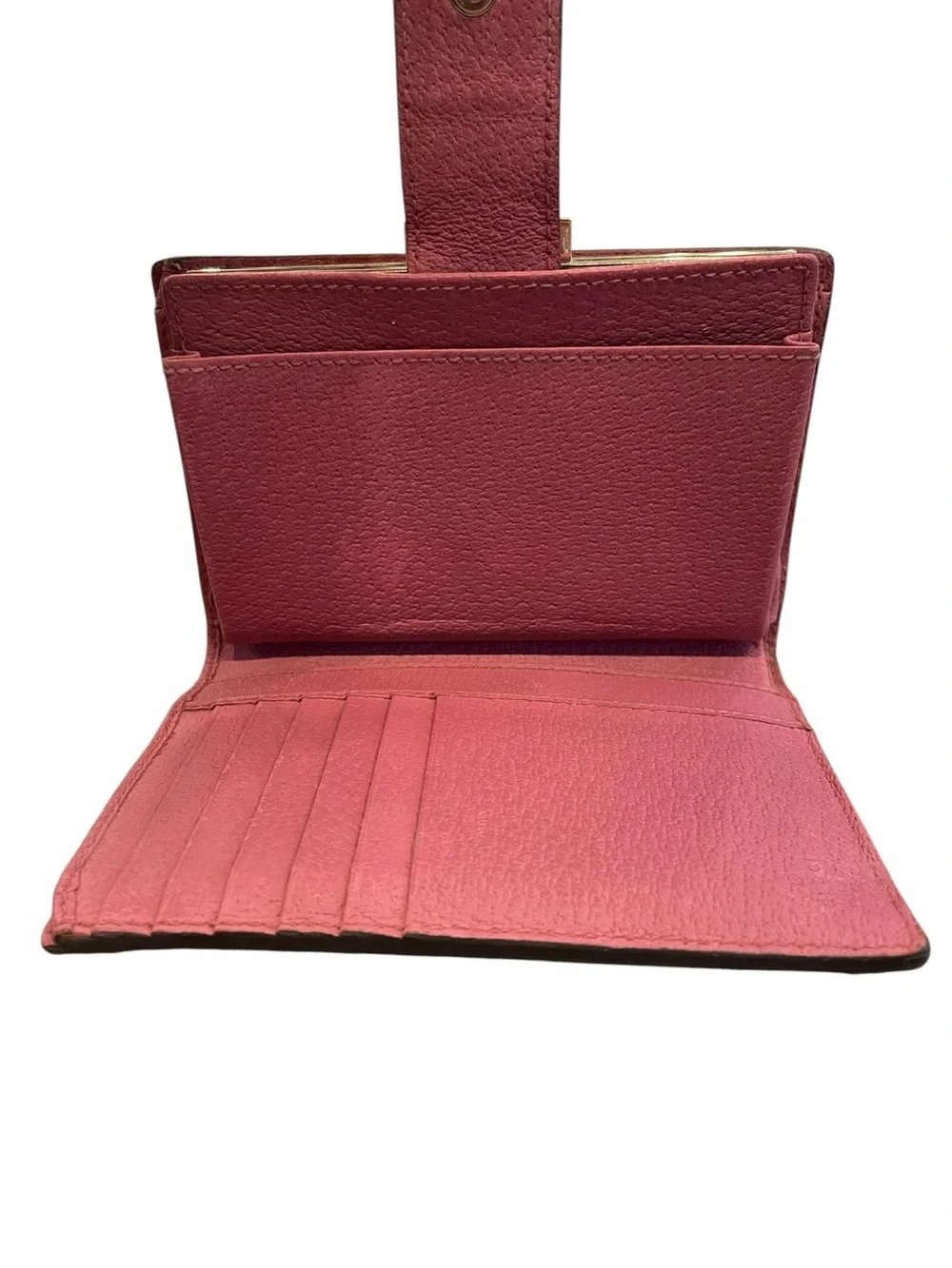 Gucci Beige GG Canvas Wallet with Pink Leather Trim